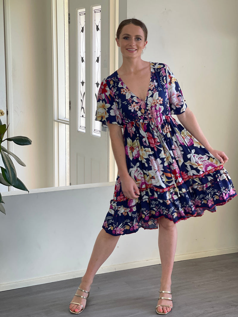 Budapest Navy Floral Dress – Dressxox